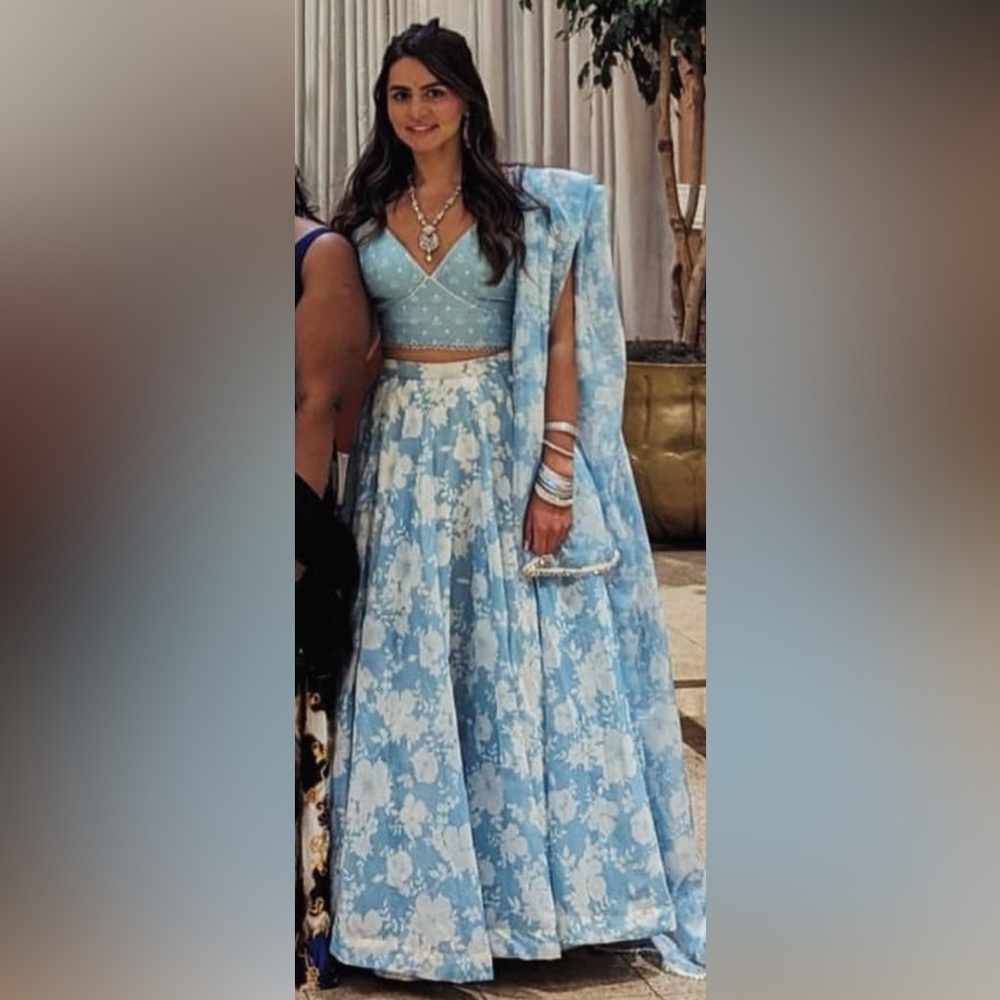 Pastel Blue Floral Lehenga